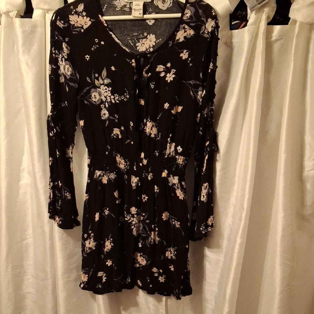 American Rag Black Floral Midi Dress Med